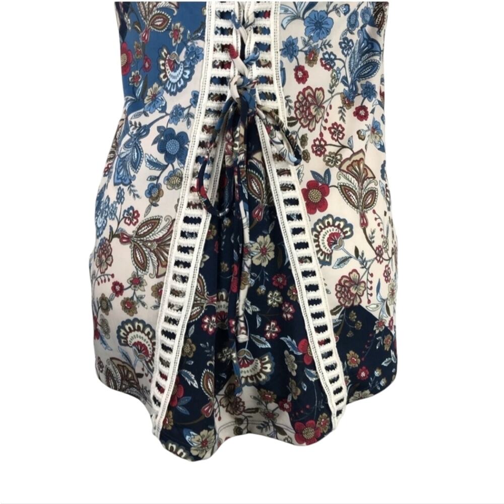 Westport Sleeveless Floral Lace-up Back Hi Low Blouse Medium - Picture 4 of 9